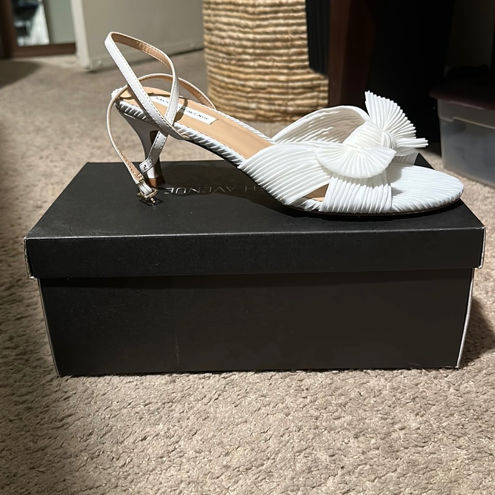 Classic White Kitten-Toe Wedding Shoes